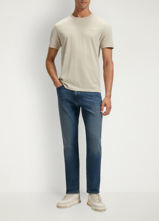 BOSS Onyx tapered jeans met medium wassing - voorkant 6 indigo