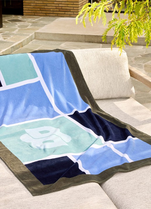 BOSS Oscar strandlaken - 100 x 170 cm - detail blauw