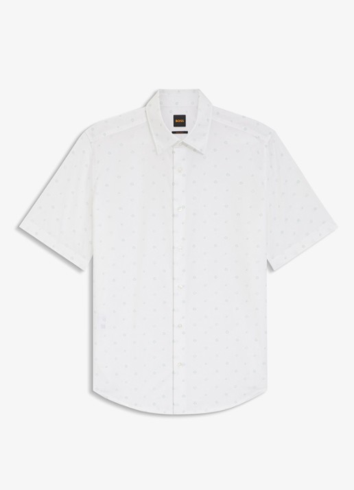 BOSS Overhemd met grafische print - voorkant white-100 / wit