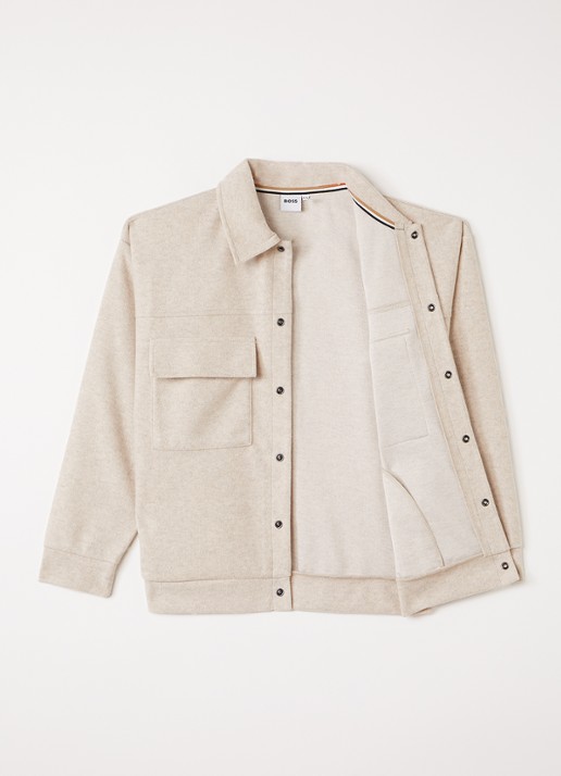 BOSS Overshirt in wolblend  - voorkant 3 beige