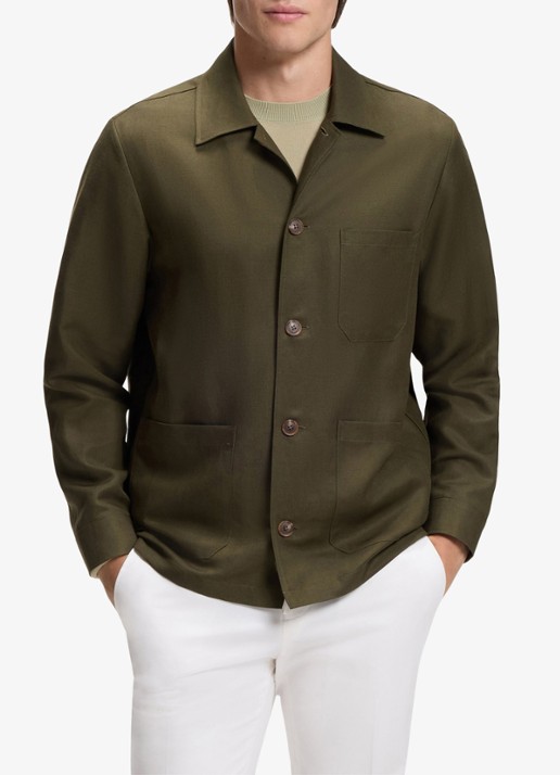 BOSS Overshirt met borstzak - detail 3 khaki