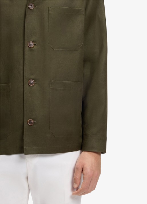 BOSS Overshirt met borstzak - detail 4 khaki