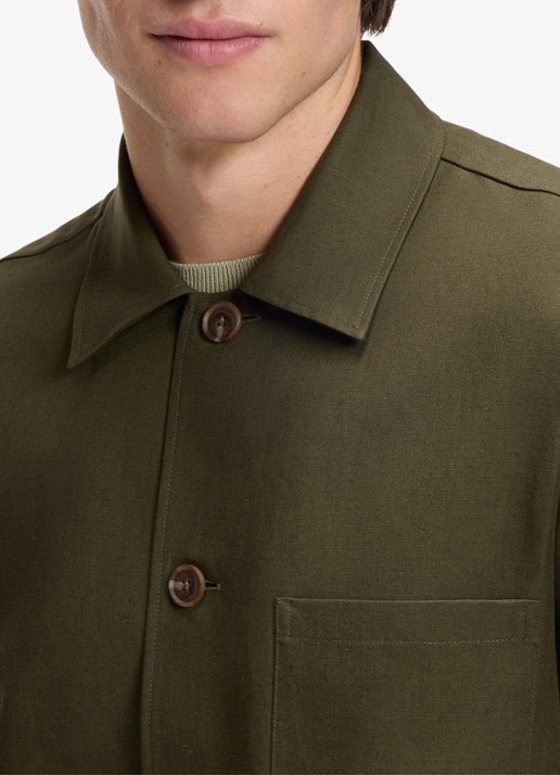 BOSS Overshirt met borstzak - detail 5 khaki