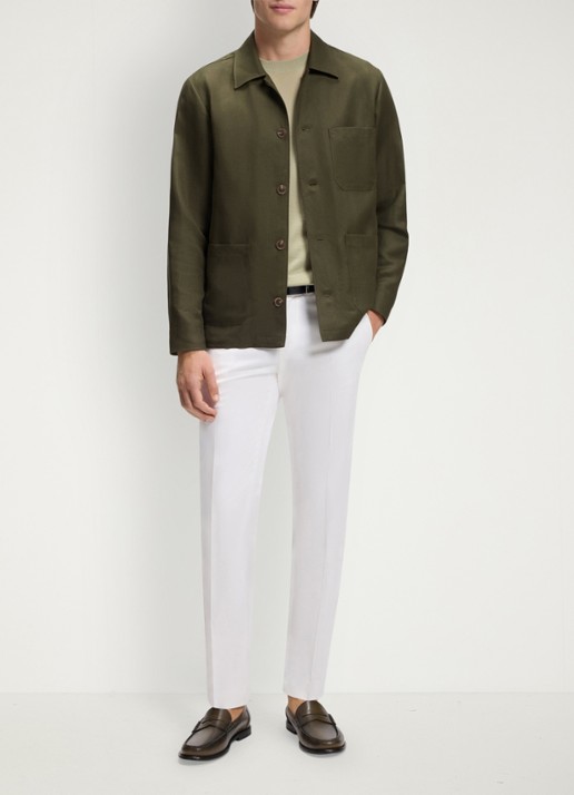 BOSS Overshirt met borstzak - voorkant khaki