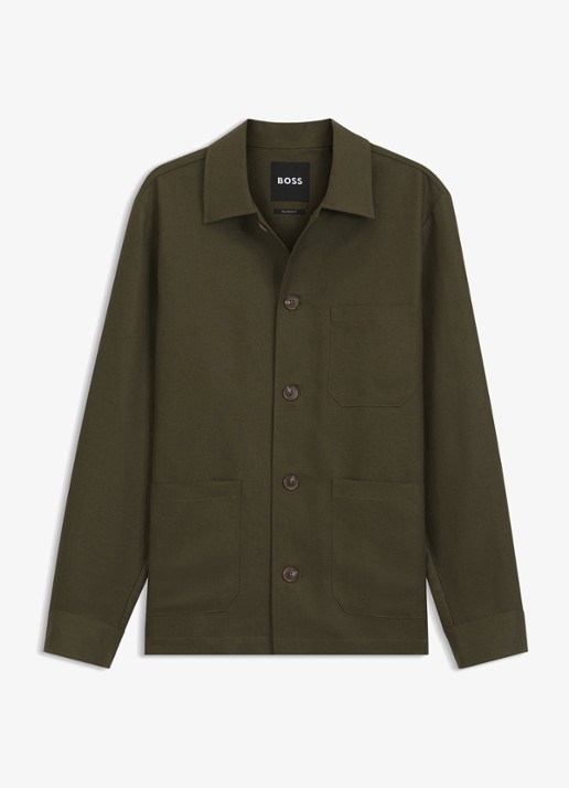 BOSS Overshirt met borstzak - voorkant 2 khaki