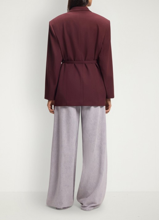 BOSS Oversized-fit blazer met riem - achterkant 4 aubergine