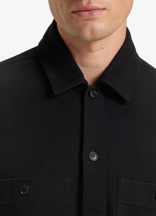 BOSS Oversized fit overshirt van piqué katoen - detail 4 zwart