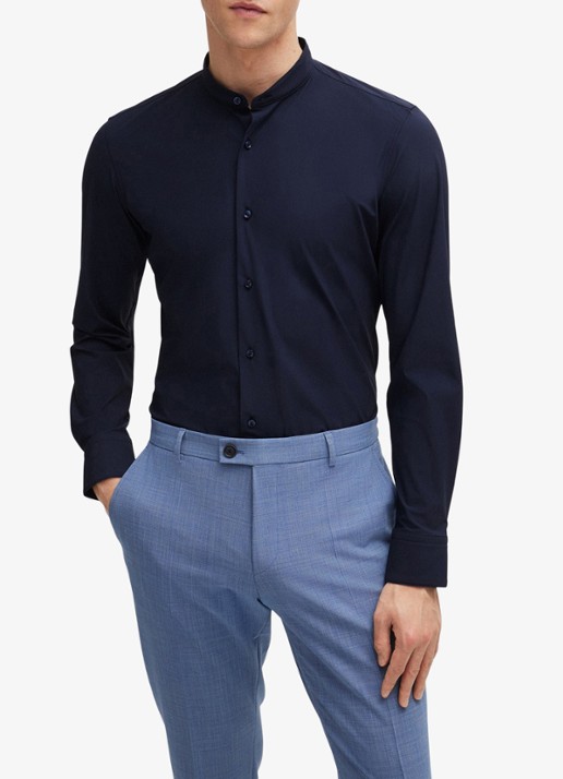 BOSS P-Hank slim fit overhemd met stretch - detail 9 donkerblauw