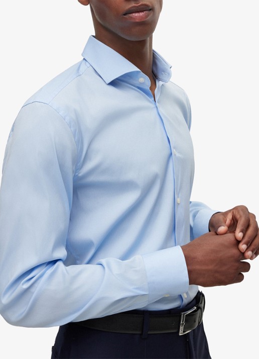 BOSS P-Hank-Spread slim fit overhemd - detail 5 lichtblauw