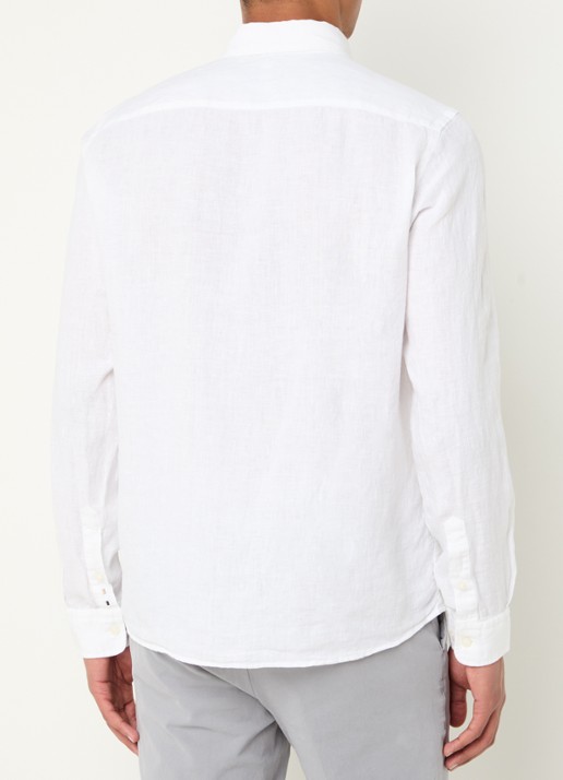 BOSS P-Roan slim fit overhemd van linnen - achterkant 5 wit
