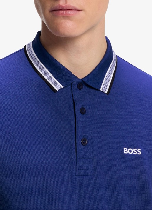 BOSS Paddy-polo van katoenpiqué - detail 6 medium blue-420 / blauw