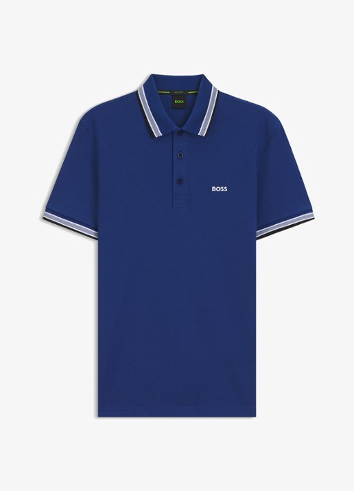 BOSS Paddy-polo van katoenpiqué - voorkant 2 medium blue-420 / blauw