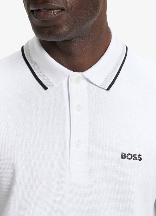 BOSS Paddy-polo van katoenpiqué - detail 7 white-100 / wit