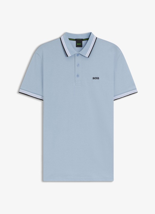 BOSS Paddy-polo van katoenpiqué - voorkant 3 white-100 / wit