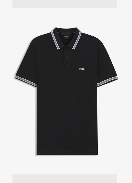 BOSS Paddy-polo van katoenpiqué - voorkant 4 dark blue-402 / blauw