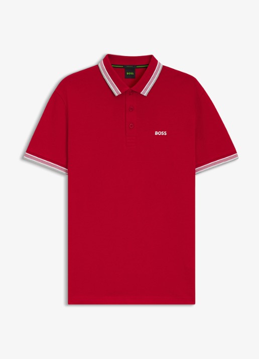 BOSS Paddy-polo van katoenpiqué - voorkant medium red-610 / rood