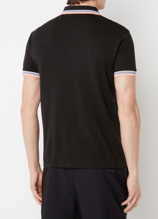 BOSS Paddy-polo van katoenpiqué - achterkant black-003 / zwart