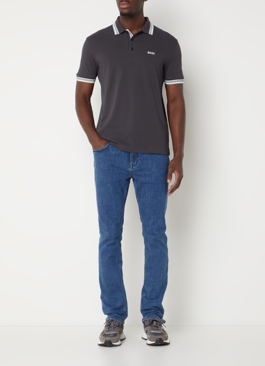 BOSS Paddy-polo van katoenpiqué - voorkant 2 charcoal-016 / grijs