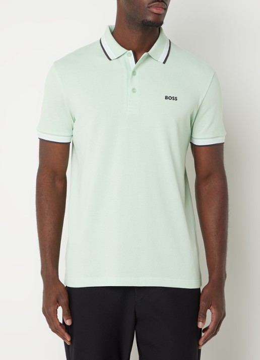 BOSS Paddy-polo van katoenpiqué - detail 4 open green-388 / groen