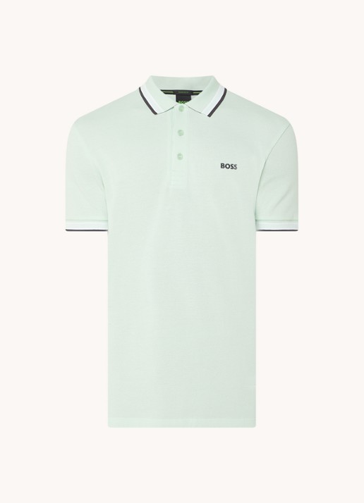 BOSS Paddy-polo van katoenpiqué - voorkant 2 open green-388 / groen