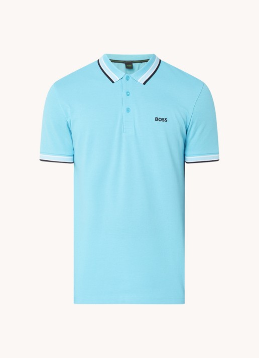 BOSS Paddy-polo van katoenpiqué - voorkant turquoise/aqua-447 / blauw
