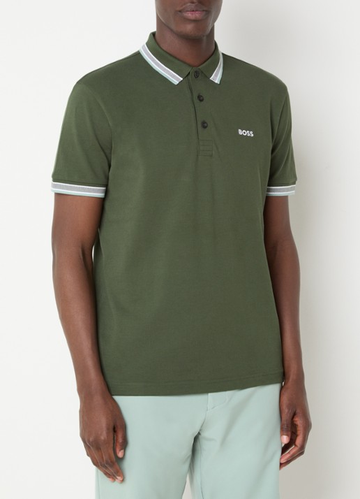 BOSS Paddy-polo van katoenpiqué - detail open green-355 / groen