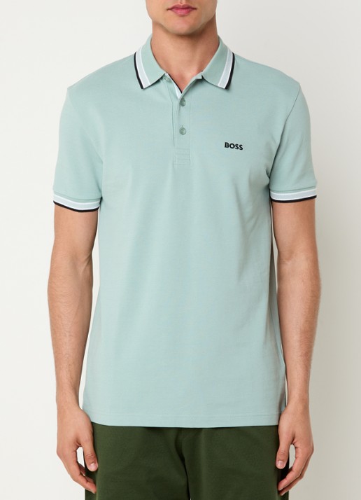 BOSS Paddy-polo van katoenpiqué - detail 4 open green-357 / groen