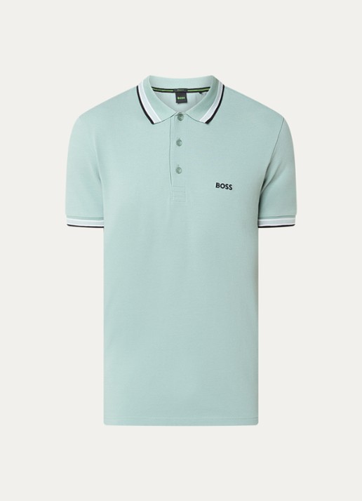 BOSS Paddy-polo van katoenpiqué - voorkant open green-357 / groen