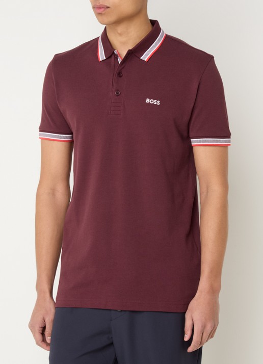 BOSS Paddy-polo van katoenpiqué - detail 4 medium red-614 / rood