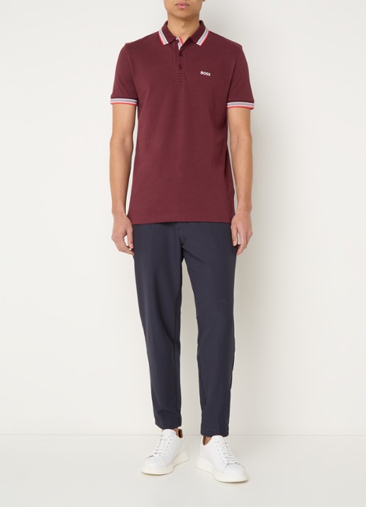 BOSS Paddy-polo van katoenpiqué - voorkant 3 medium red-614 / rood