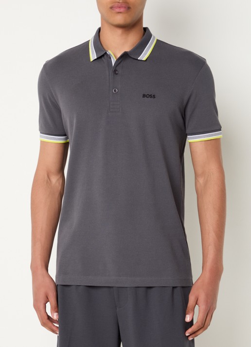 BOSS Paddy-polo van katoenpiqué - detail 4 dark grey-029 / grijs