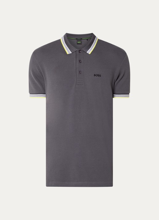 BOSS Paddy-polo van katoenpiqué - voorkant 2 dark grey-029 / grijs