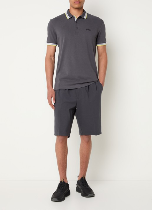 BOSS Paddy-polo van katoenpiqué - voorkant 3 dark grey-029 / grijs