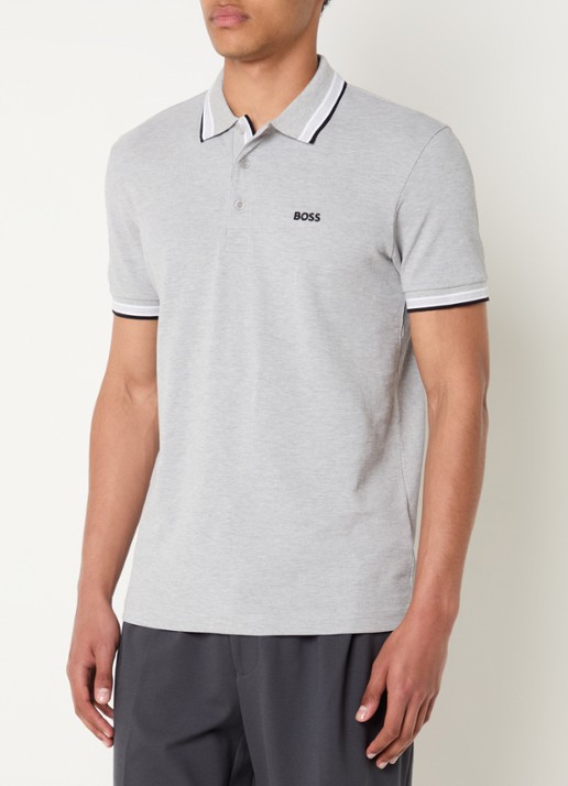 BOSS Paddy-polo van katoenpiqué - detail 4 silver-042 / zilver