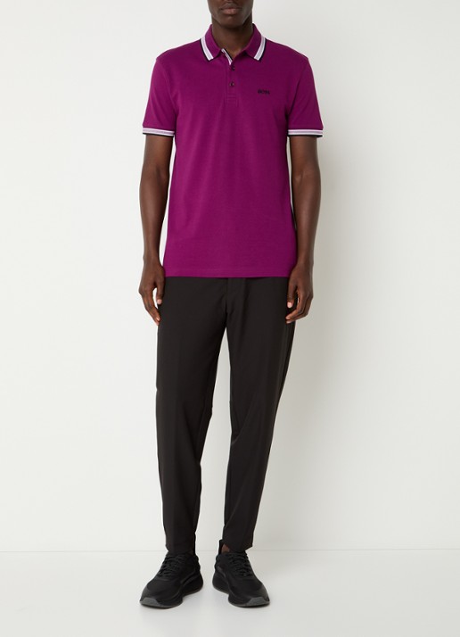 BOSS Paddy-polo van katoenpiqué - voorkant 2 bright pink-674 / paars
