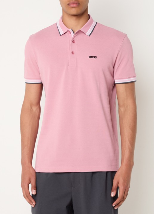 BOSS Paddy-polo van katoenpiqué - detail 2 open pink-696 / roze