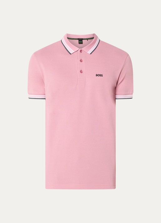 BOSS Paddy-polo van katoenpiqué - voorkant 3 open pink-696 / roze