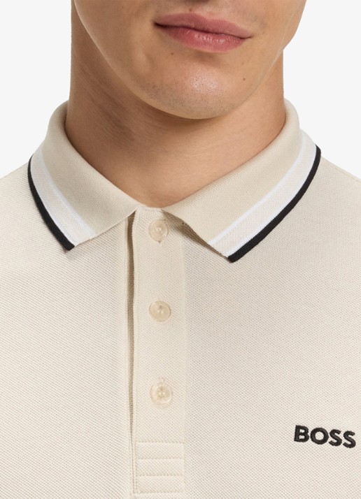 BOSS Paddy-polo van katoenpiqué - detail 5 open white-133 / wit