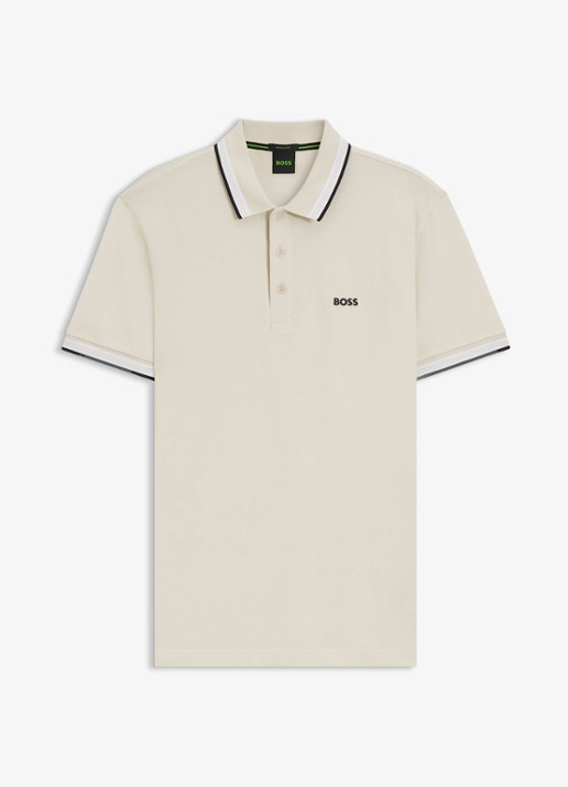 BOSS Paddy-polo van katoenpiqué - voorkant open white-133 / wit