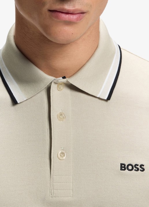 BOSS Paddy-polo van katoenpiqué - detail 5 light beige-276 / beige