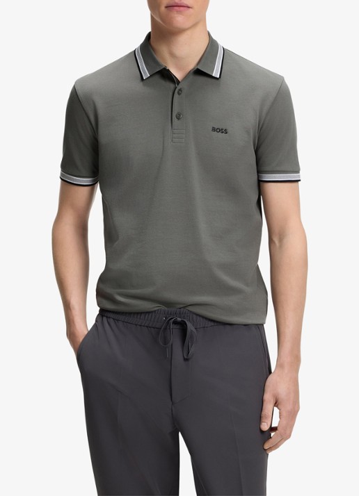 BOSS Paddy-polo van katoenpiqué - detail 4 light/pastel grey-054 / grijs