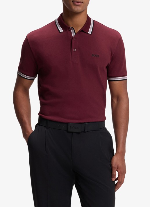 BOSS Paddy-polo van katoenpiqué - detail dark pink-654 / roze