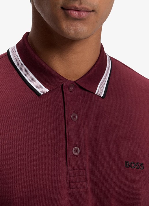 BOSS Paddy-polo van katoenpiqué - detail 2 dark pink-654 / roze