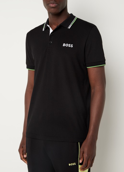 BOSS Paddy regular fit polo van piqué katoen  - detail 4 zwart