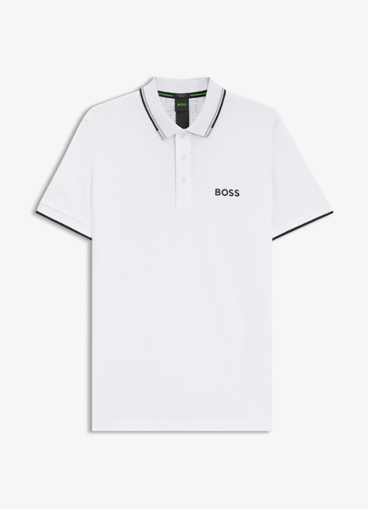 BOSS Paddy regular fit polo van piqué katoen  - voorkant wit