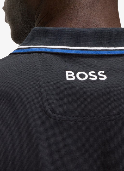 BOSS Paddy regular fit polo van piqué katoen  - detail 2 donkerblauw