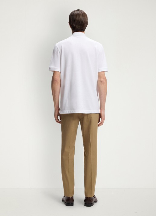 BOSS Pallas-polo van katoenpiqué met logostiksel - achterkant white-100 / wit