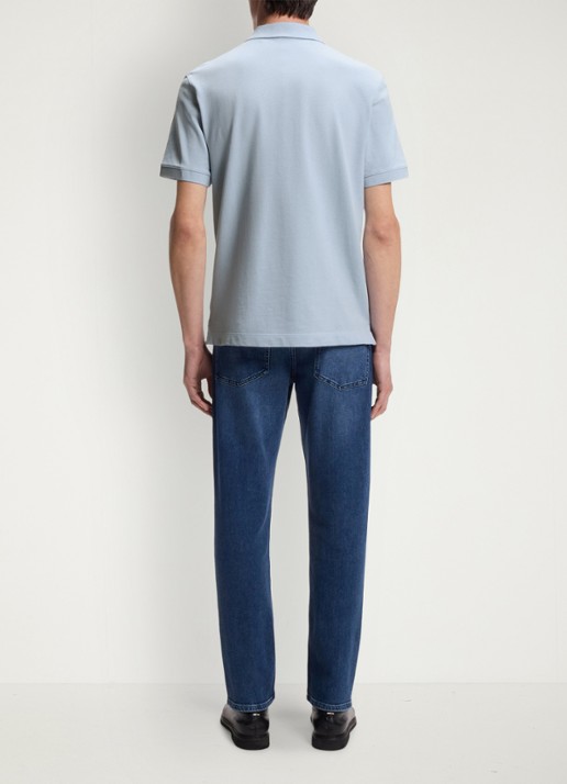 BOSS Pallas-polo van katoenpiqué met logostiksel - achterkant light /pastel blue-450 / lichtblauw
