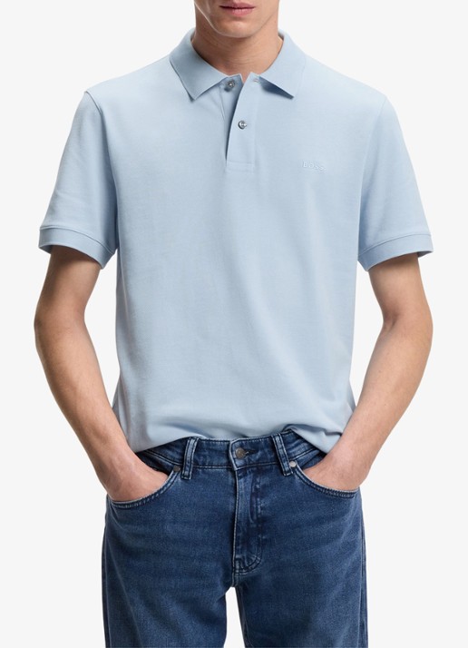 BOSS Pallas-polo van katoenpiqué met logostiksel