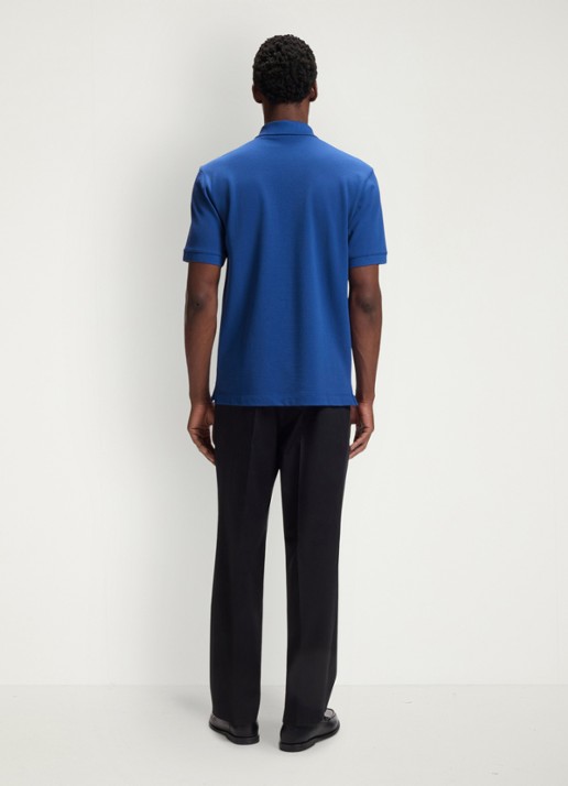 BOSS Pallas-polo van katoenpiqué met logostiksel - achterkant medium blue-429 / blauw